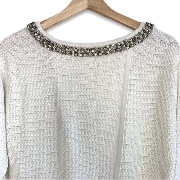Hinge Viscose Blend Rhinestone Detail Neck Sweater - Picture 6 of 7